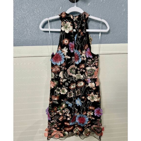 Entra Black Floral Overlay High Neck Sleeveless Dress - Picture 10 of 13